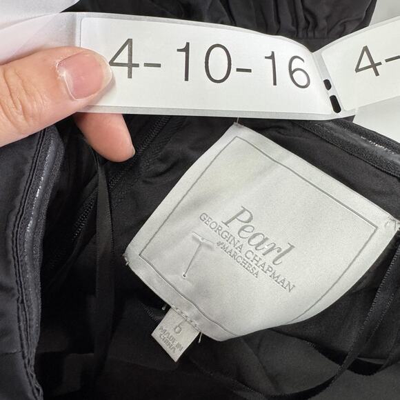 Pearl Marchesa Dress Womens 6 Black Strapless Ruffle Mini Evening Party Cocktail - Picture 4 of 7